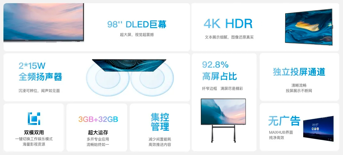 MAXHUB商用显示屏98英寸特点